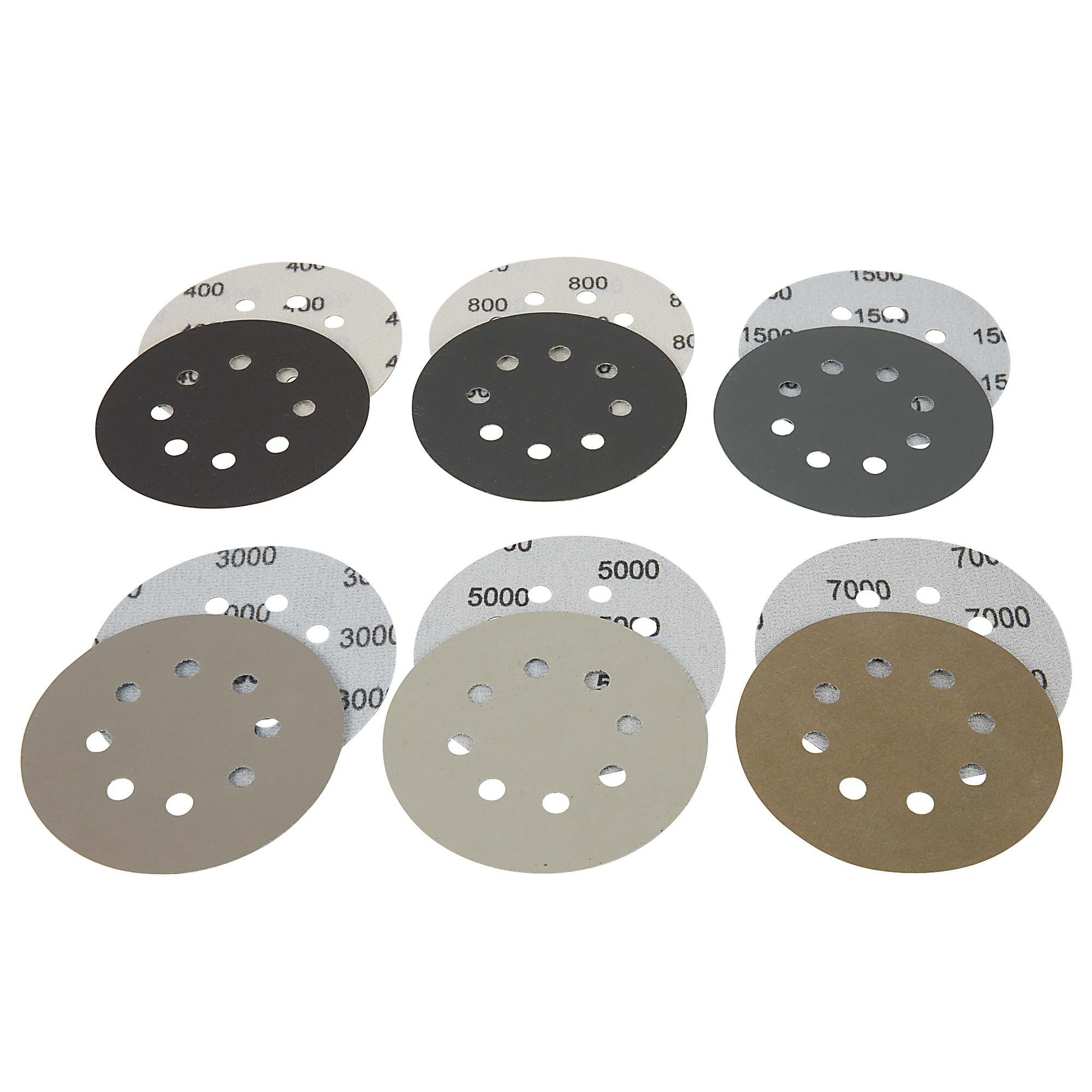 Ironton 5in. Ultra-Fine Sandpaper Kit, 12-Pc., 400–7000 Grit, Hook-and-Loop Discs